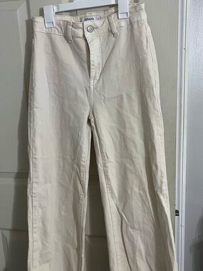 ZENANA Cream Wide Leg Jeans - High-Rise Flare